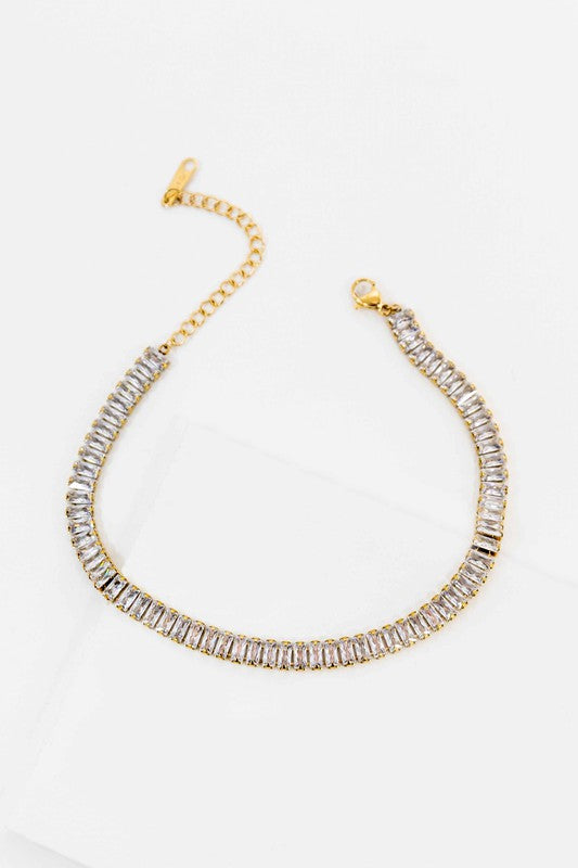 Baguette Stone Tennis Anklet  HOUSE OF SHE