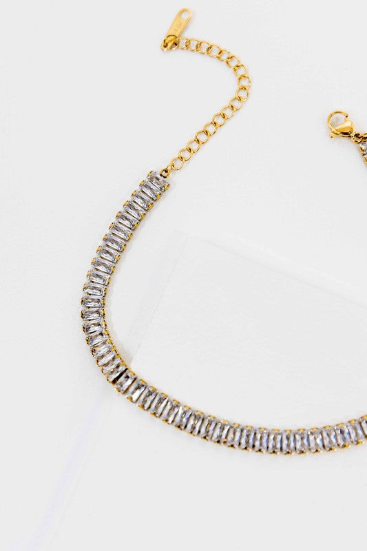Baguette Stone Tennis Anklet  HOUSE OF SHE