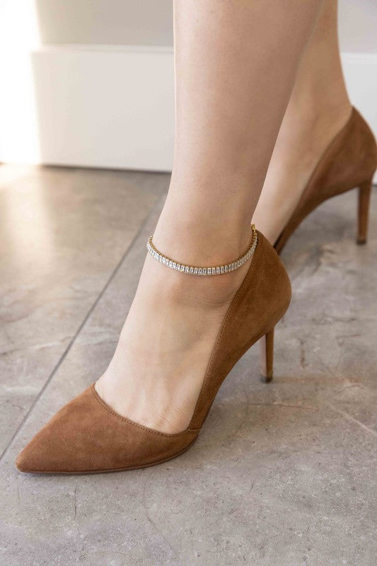 Baguette Stone Tennis Anklet  HOUSE OF SHE