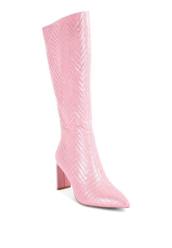 Chevron Chic Quilted Heeled Boots