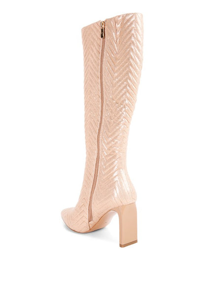 Chevron Chic Quilted Heeled Boots