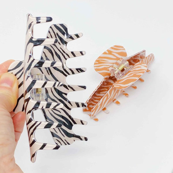 Muted Zebra Print Hair Clip Claw  HOUSE OF SHE