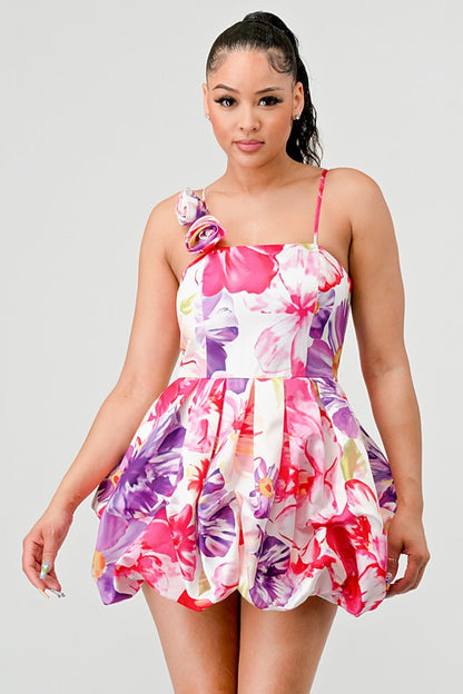 FLORAL BUBBLE MINI DRESS