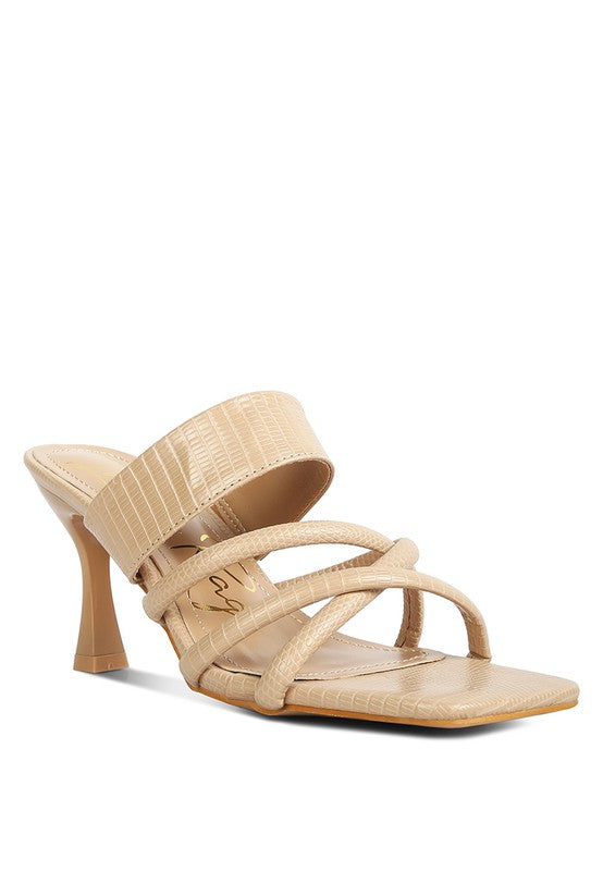 Chiri Criss Cross Strap Spool Heels  HOUSE OF SHE