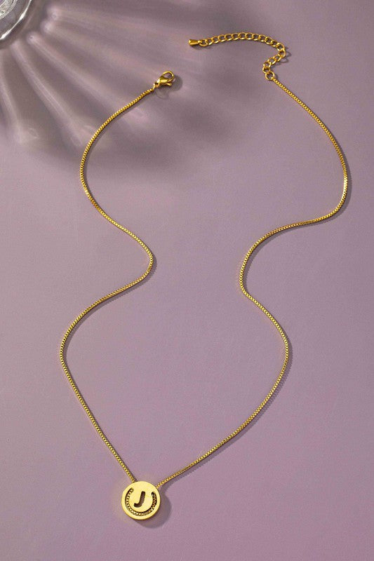 Stainless cut out initial necklace with box chain  HOUSE OF SHE
