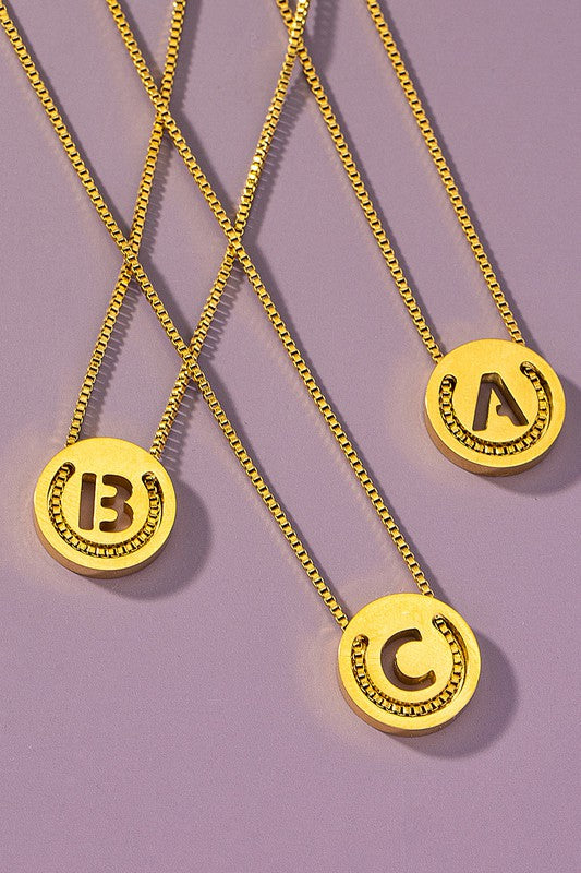 Stainless cut out initial necklace with box chain  HOUSE OF SHE