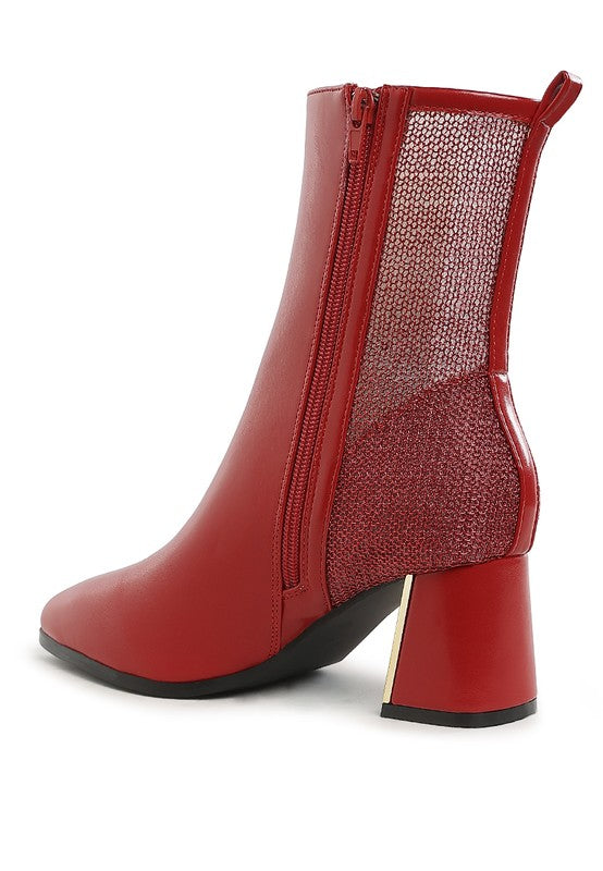 Mimosa Mesh Detail Pointy Ankle Boots  HOUSE OF SHE