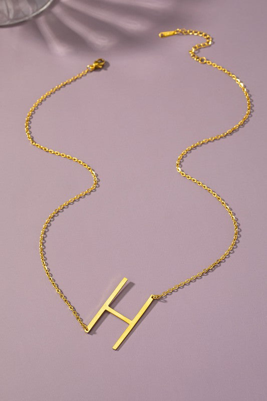 Sina Letter Initial Pendant Necklace  HOUSE OF SHE