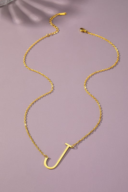 Sina Letter Initial Pendant Necklace  HOUSE OF SHE