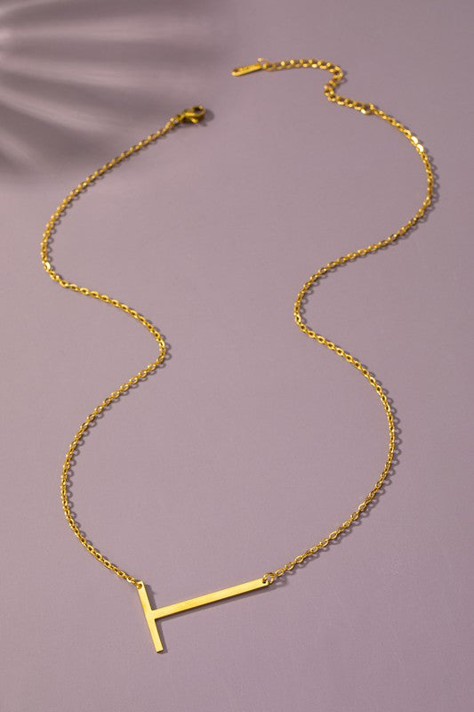 Sina Letter Initial Pendant Necklace  HOUSE OF SHE