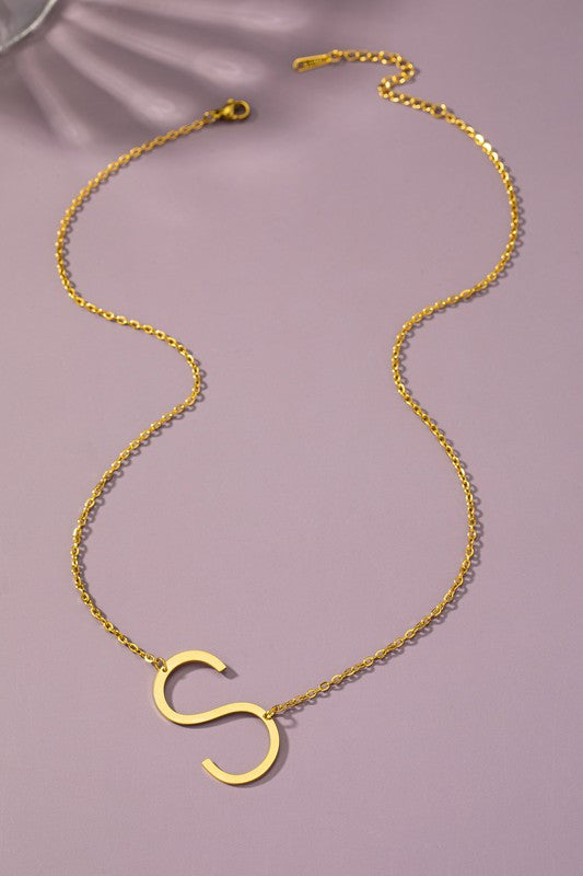 Sina Letter Initial Pendant Necklace  HOUSE OF SHE