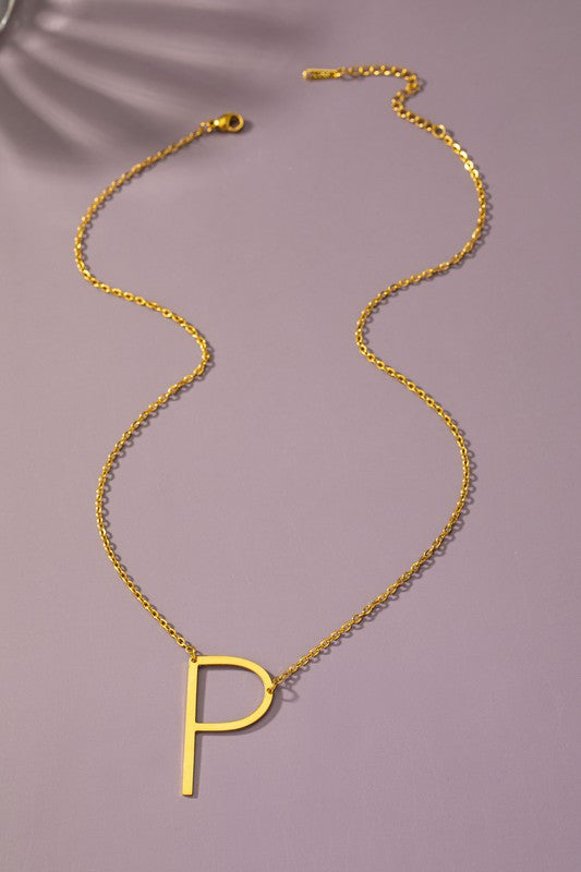 Sina Letter Initial Pendant Necklace  HOUSE OF SHE