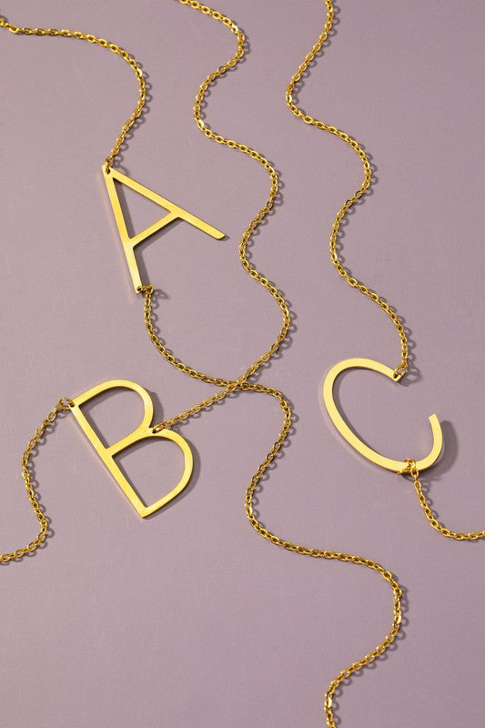 Sina Letter Initial Pendant Necklace  HOUSE OF SHE