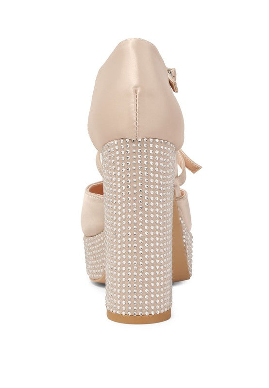 Shiver Rhinestones Embellished Platform Heels  HOUSE OF SHE