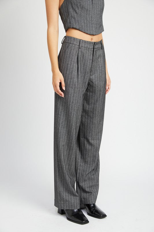 Loose Fit Pinstripe Pants  HOUSE OF SHE