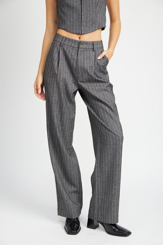 Loose Fit Pinstripe Pants  HOUSE OF SHE