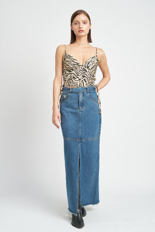 Zebra Print Ruched Corset Top  HOUSE OF SHE