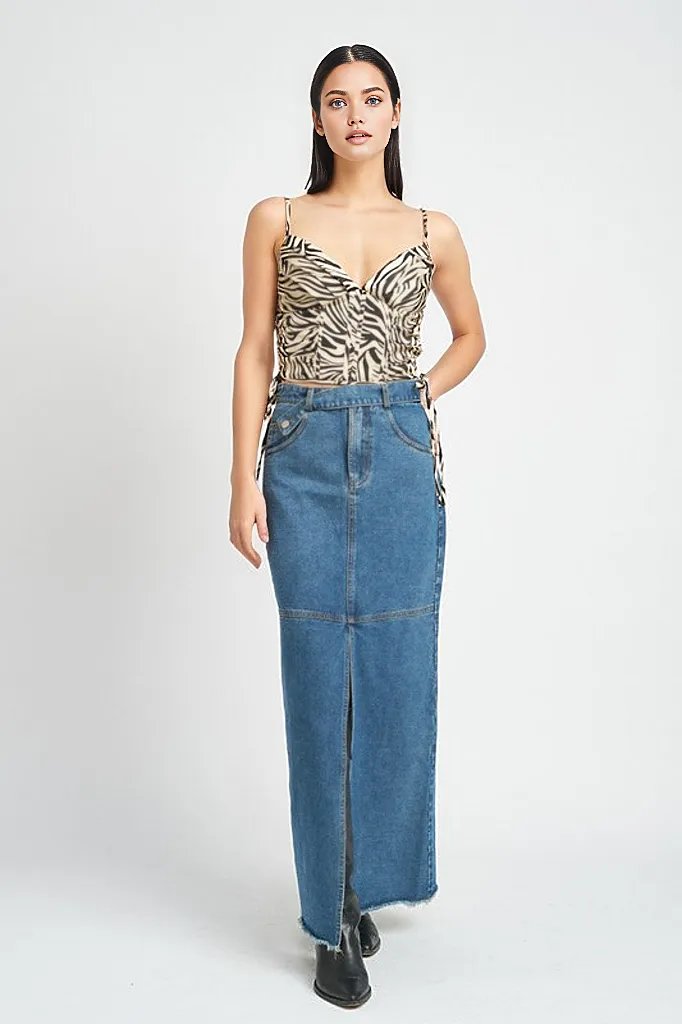 Zebra Print Ruched Corset Top  HOUSE OF SHE