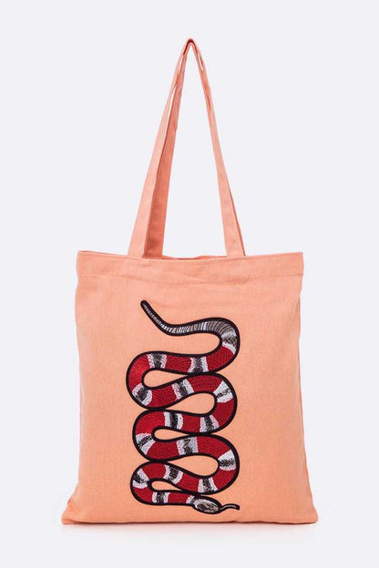 Large Snake Patch Canvas Tote  HOUSE OF SHE