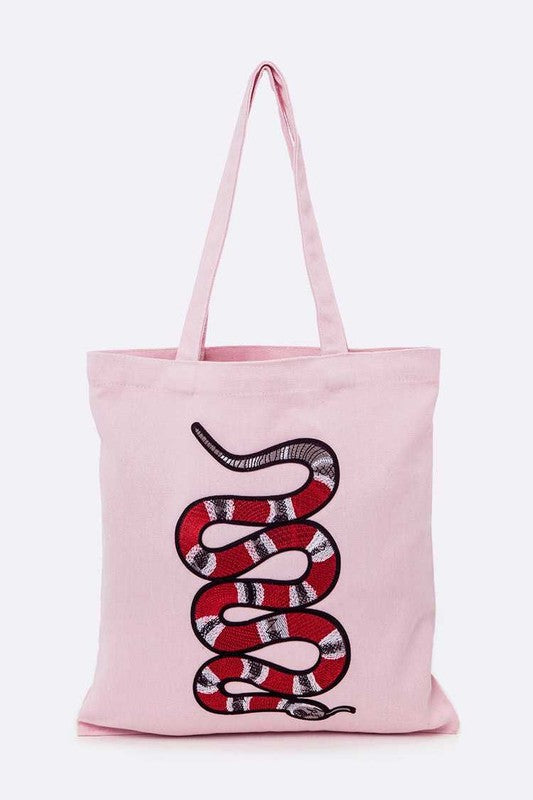 Large Snake Patch Canvas Tote  HOUSE OF SHE