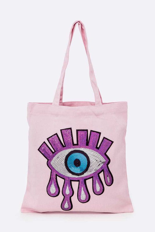 Large Sequins Eye Patch Canvas Tote  HOUSE OF SHE