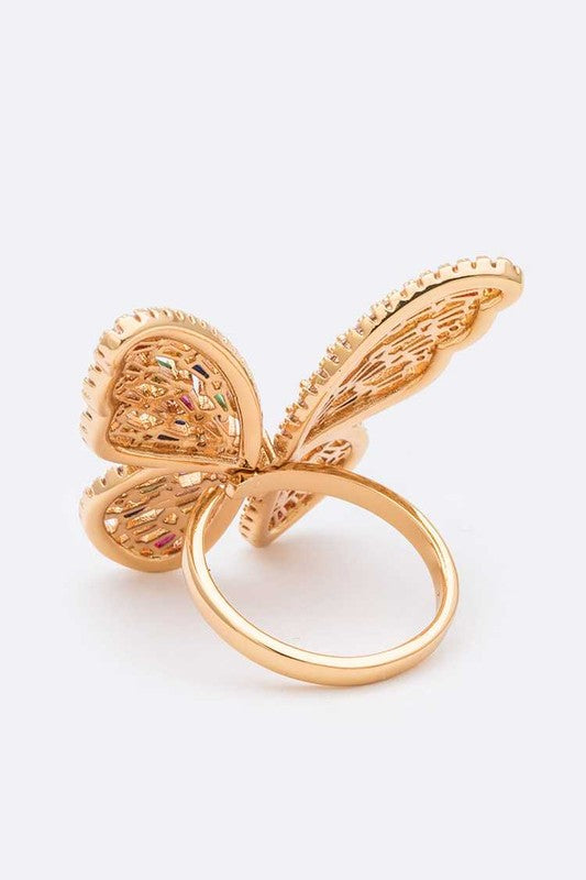 CZ Butterfly Adjustable Fashion Ring  HOUSE OF SHE