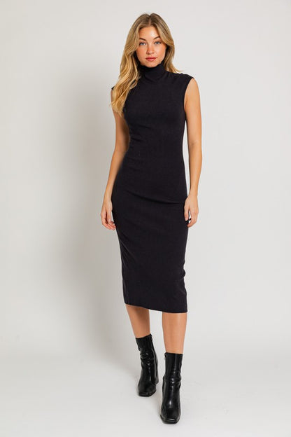 Mock Neck Sweater Midi Dress