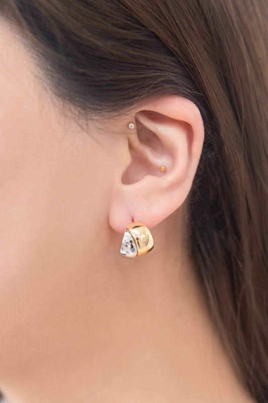Two Tone Curved Earrings  HOUSE OF SHE