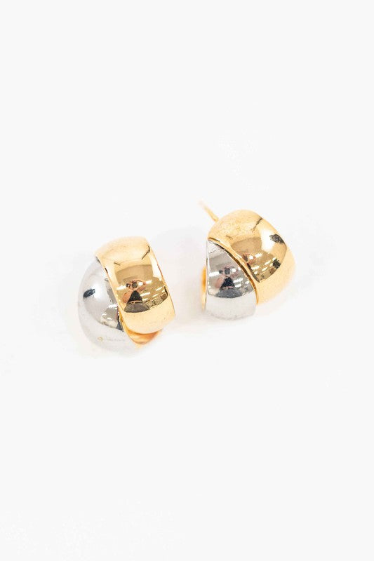 Two Tone Curved Earrings  HOUSE OF SHE