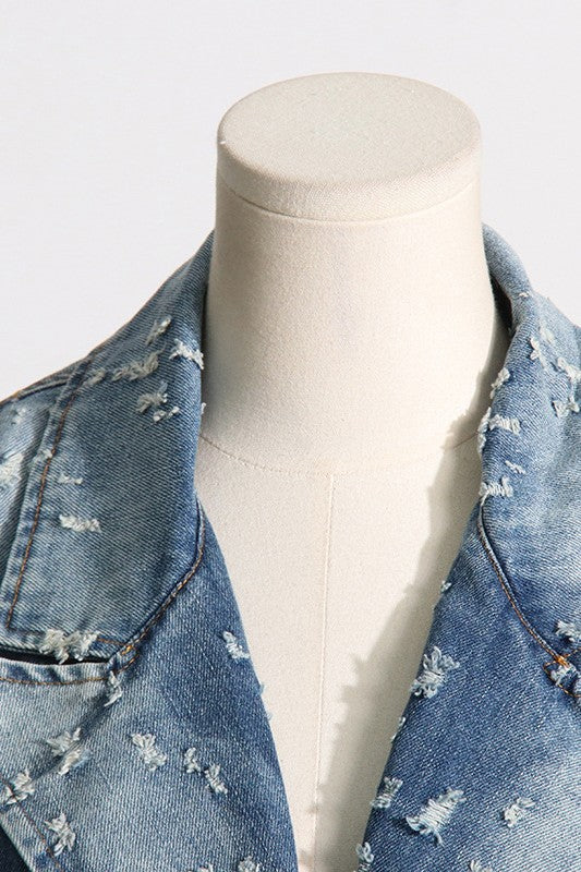 SEXY DENIM BLAZER JACKET  HOUSE OF SHE