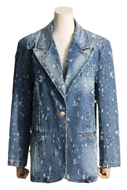 SEXY DENIM BLAZER JACKET  HOUSE OF SHE