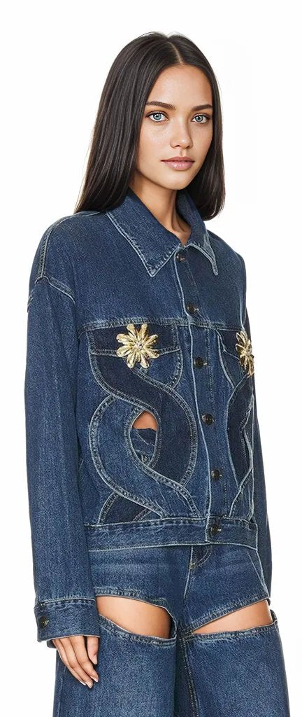 SEXY DENIM FASHION JACKET  HOUSE OF SHE