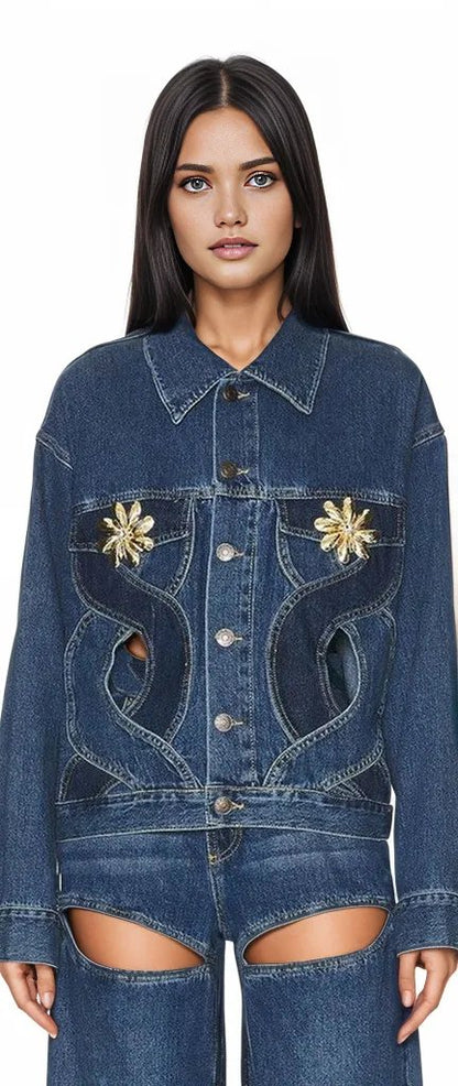 SEXY DENIM FASHION JACKET  HOUSE OF SHE