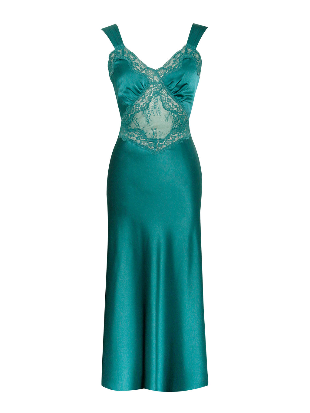 Perley Teal Satin and Lace Midi Dress  HOUSE OF SHE
