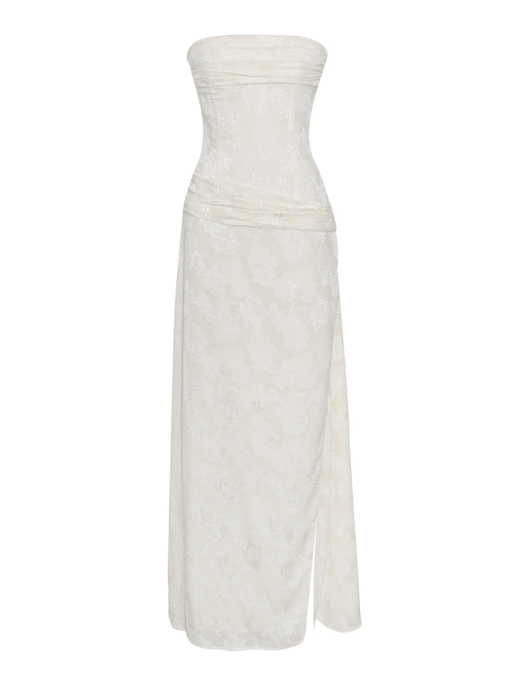 Tia Off White High Slit Maxi Dress  HOUSE OF SHE