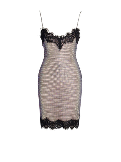 Remi Mesh Rhinestone Lace Mini Dress