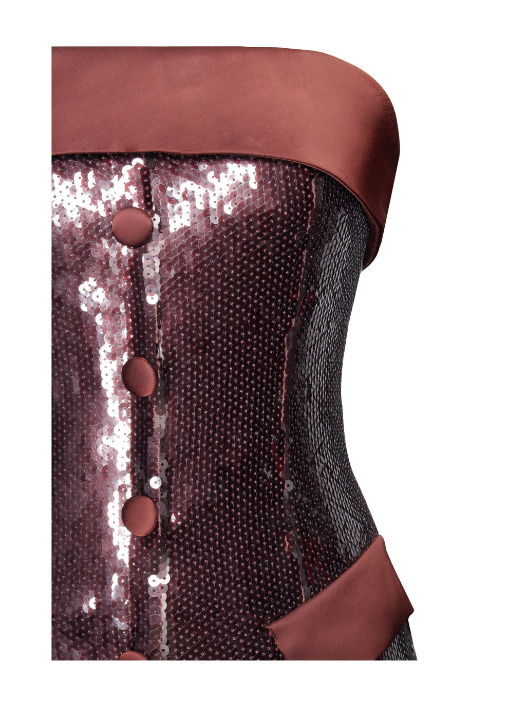 Qadira Burgundy Brown Sequin Maxi Pencil Dress  HOUSE OF SHE
