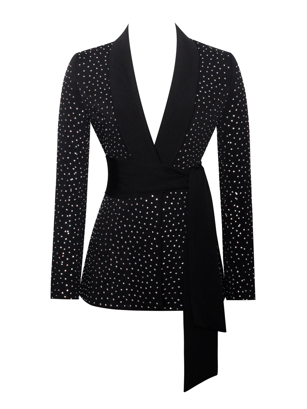 Visionary Crystal Embellished Black Blazer Jacket  HOUSE OF SHE