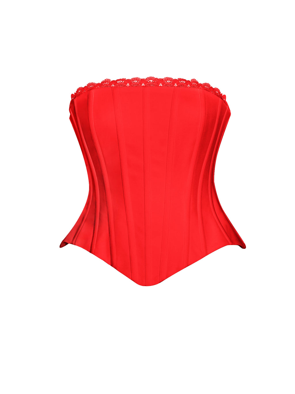 Yamila Red Lace Trim Corset Top  HOUSE OF SHE