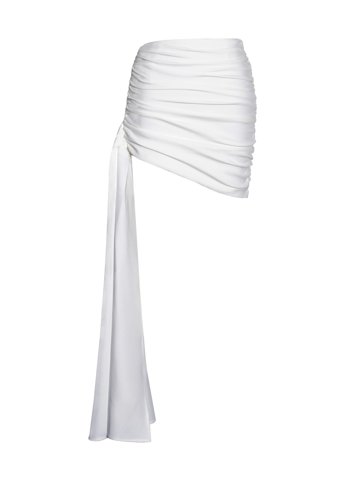 Nia White Ruched Drapping Mini Skirt  HOUSE OF SHE
