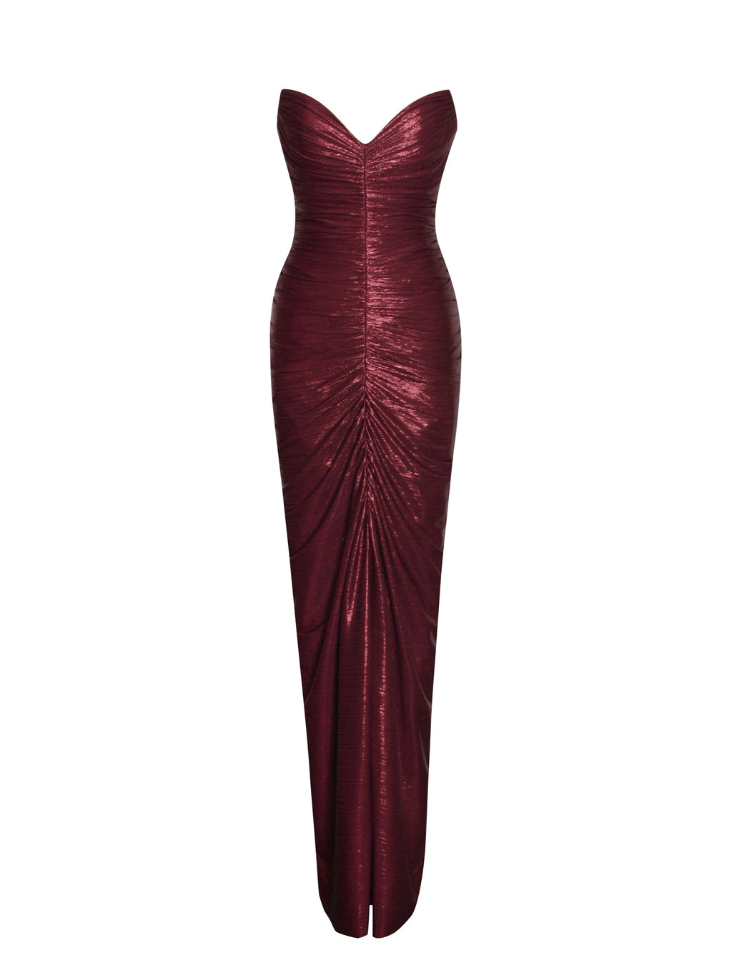 Sable Ruched Burgundy Glitter Mermaid Gown - HOUSE OF SHE