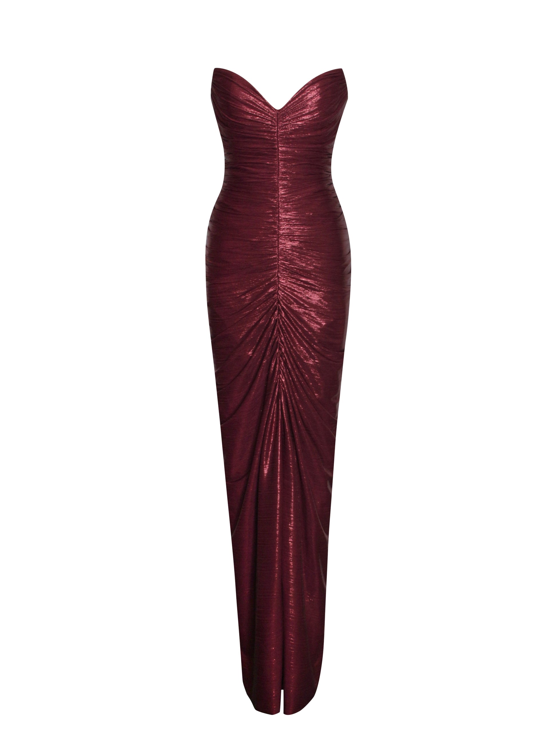 Sable Ruched Burgundy Glitter Mermaid Gown - HOUSE OF SHE