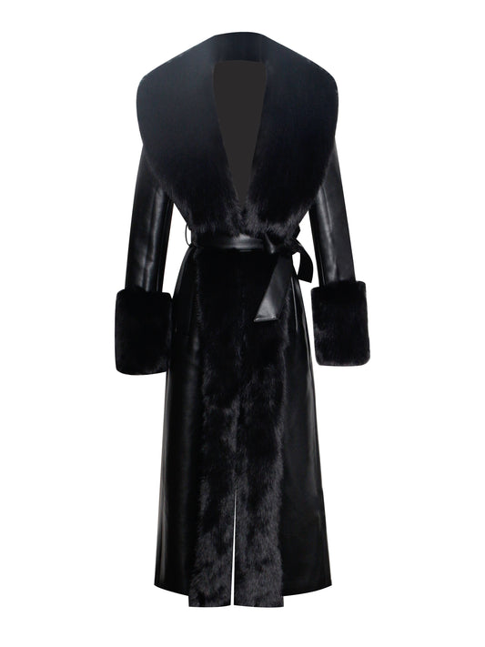 Zai Black Vegan Leather Coat