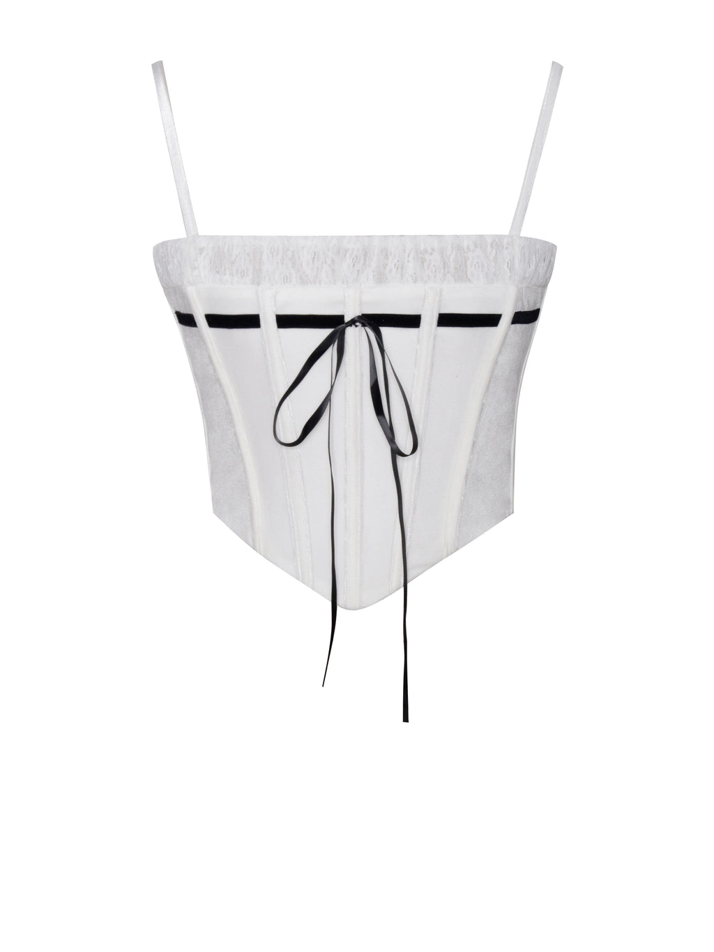 LondI White Velvet Corset Top With Lace Trim  HOUSE OF SHE