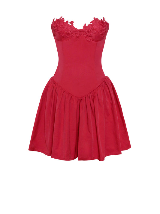 Sacha Red Lace Corset Mini Dress