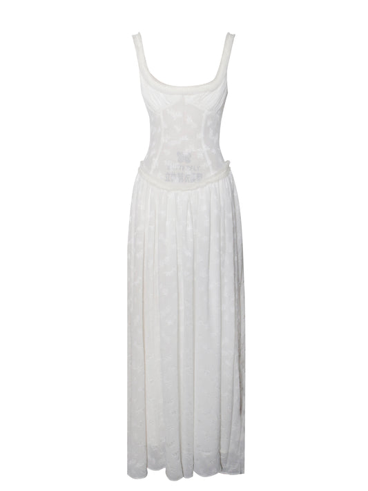 Lissa White High Slit Maxi Dress