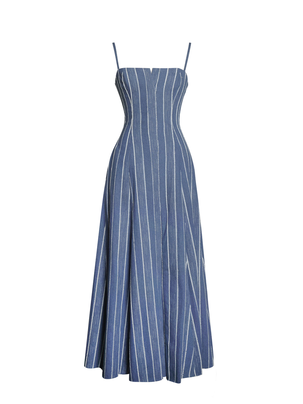 Abygail Stripe Cotton Denim Maxi Dress