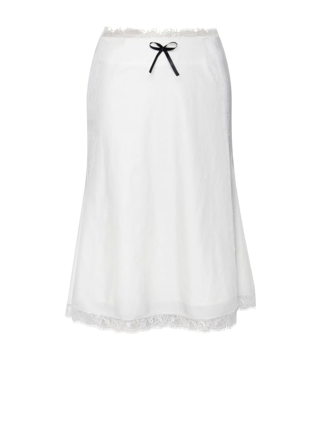 Lorraine White Velvet Skirt With Lace Trim  HOUSE OF SHE