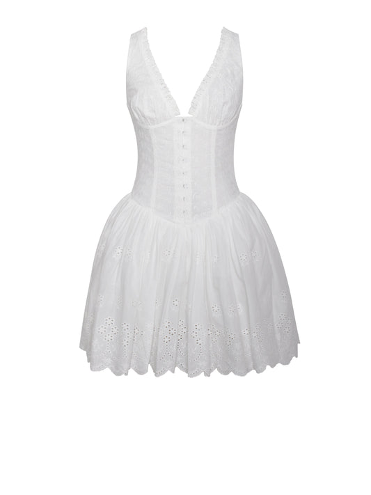 Aaliyah White Plunging Halter Drop Waist Mini Dress