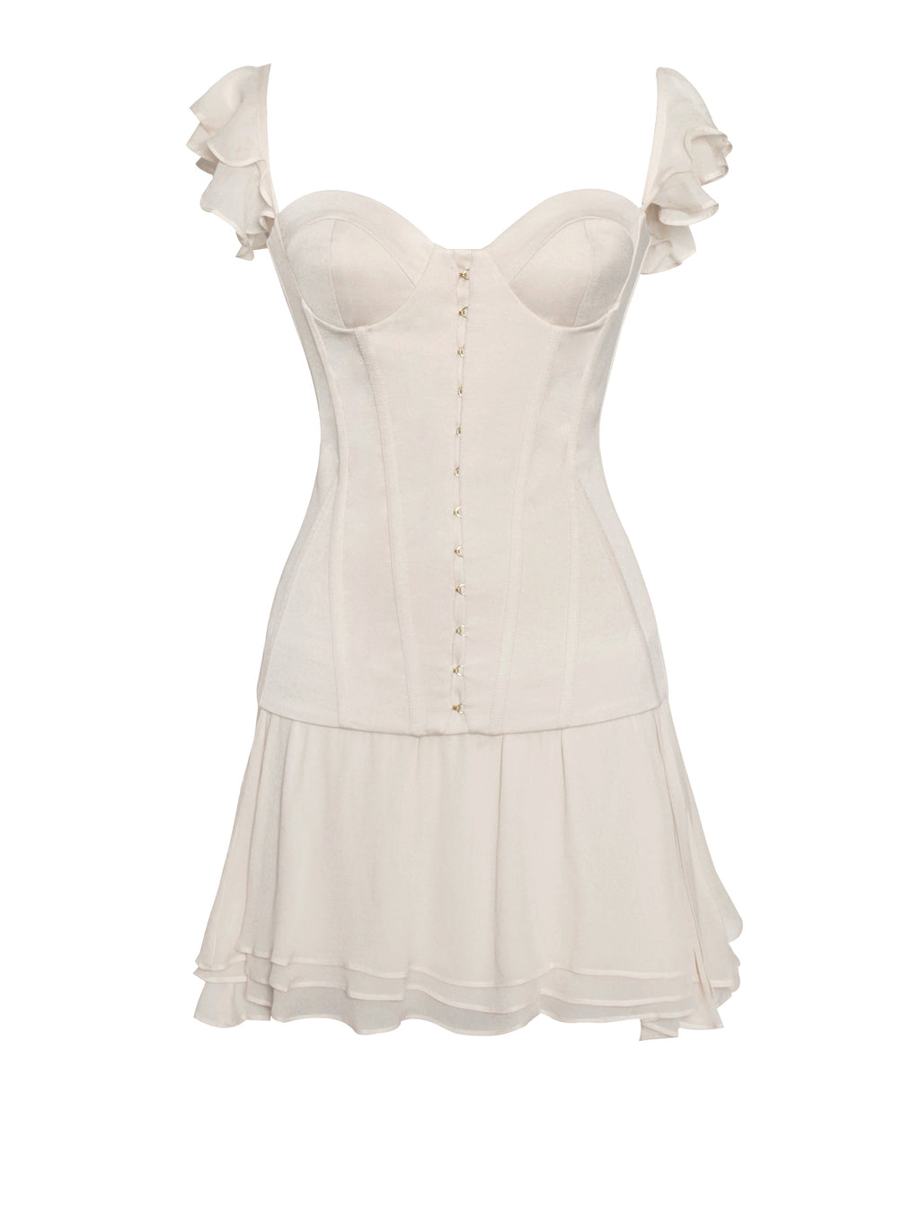 Marica Beige Satin Corset Mini Dress  HOUSE OF SHE